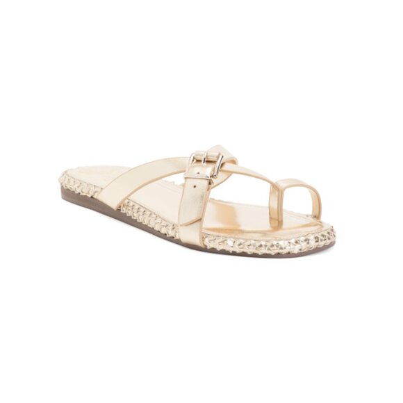 VINCE CAMUTO Shoes - VINCE CAMUTO Gold Leather Kellon Flat Sandals